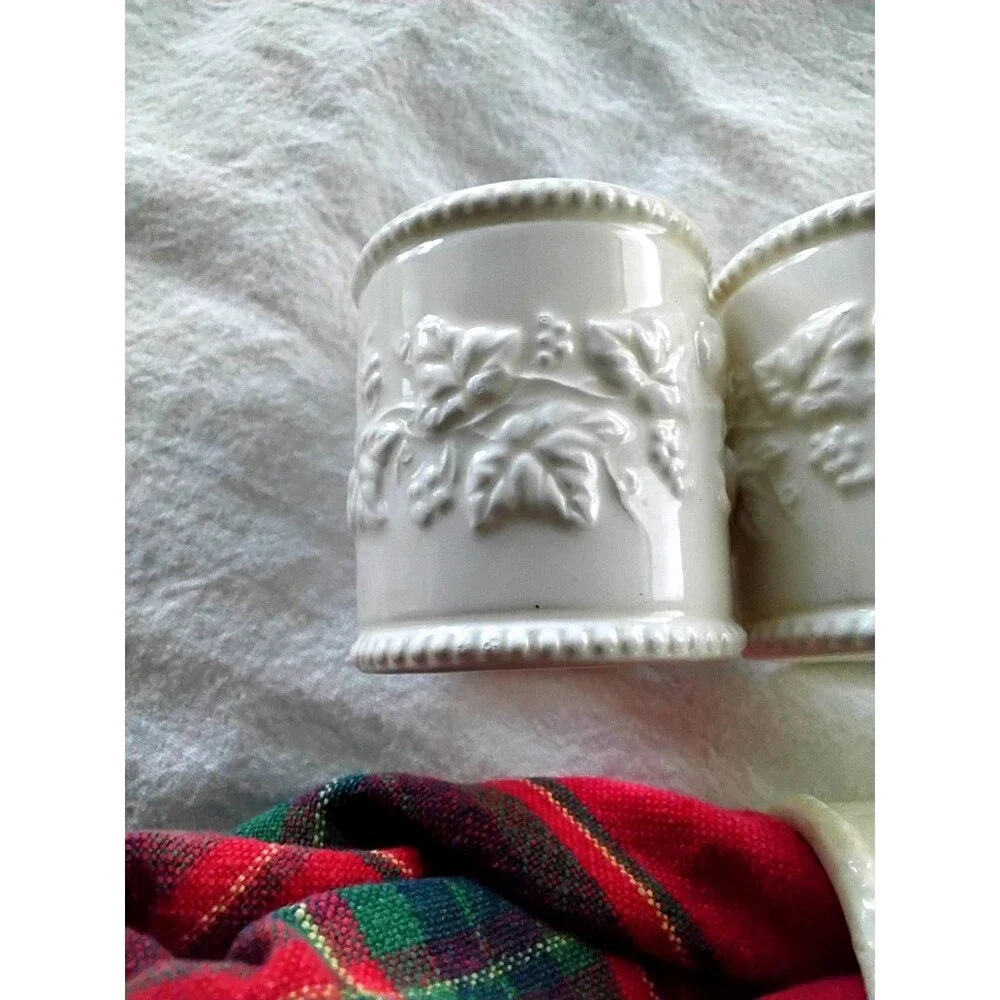 Martha Stewart Ceramic Napkin Rings Festive Grapes Set Of Six